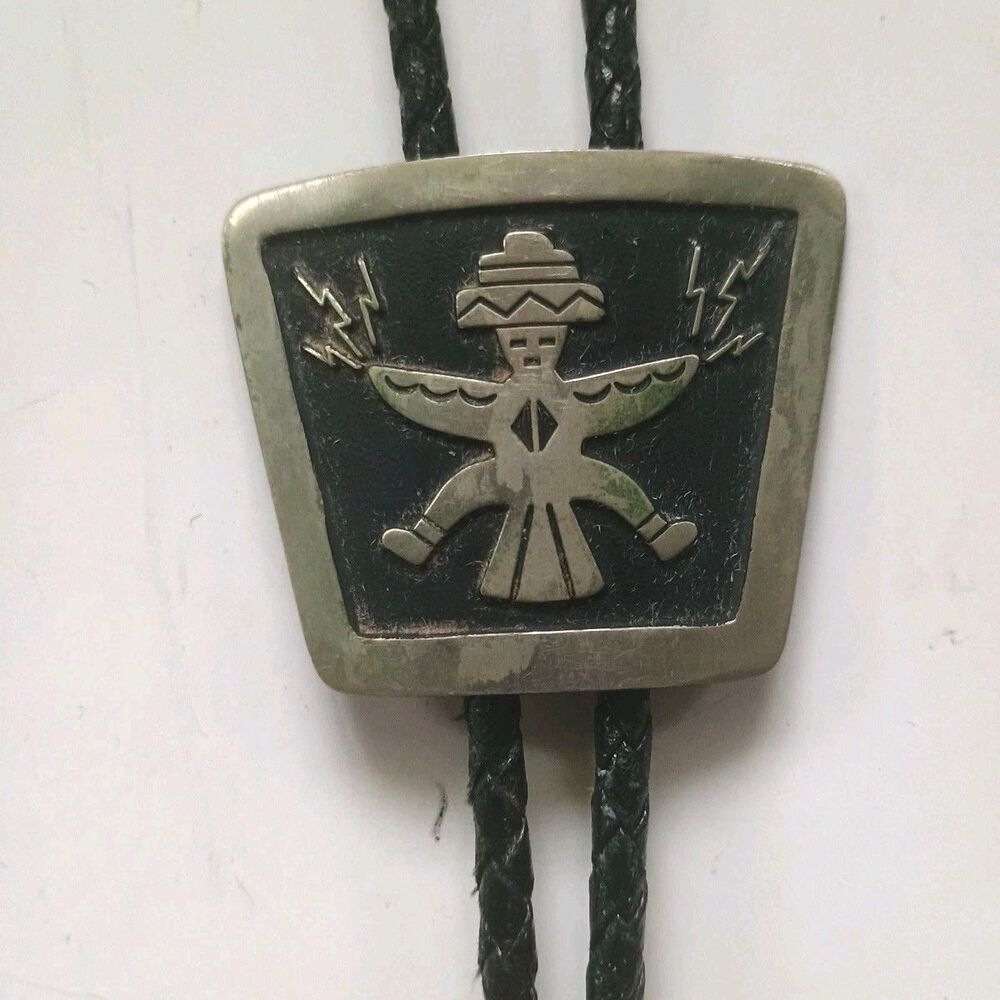 Bell Trading Co Silver Tone Kachina Native American Bolo Tie
